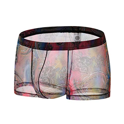 Generisch Impression transparente pour hommes Voir -Sous-vêtements à lèvres avec pantalon court sous-vêtements chauds pour hommes, rouge, S