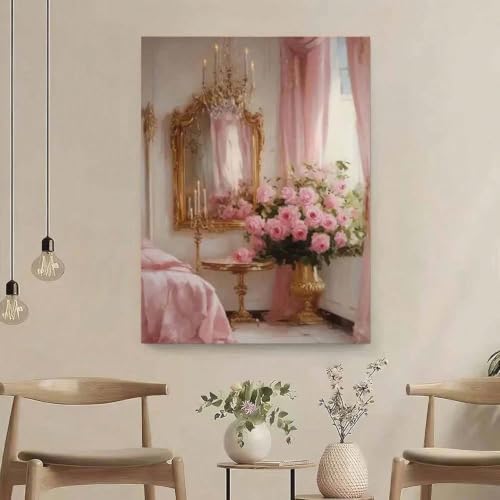 Tableau moderne sur toile impression haut de gamme scène opulente rose