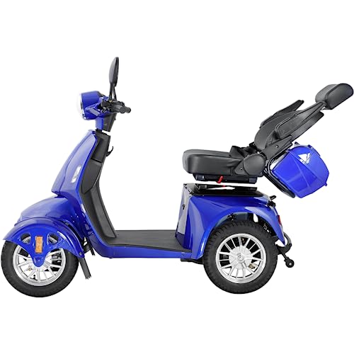 Mobility Scooters for Seniors & Adults 500lbs Capacity - 800W All Terrain Electric Powered Mobility Cart - Heavy Duty Mobility Scooter for Elderly w/Charger Remote Keys (Blue) - Thumbnail 6