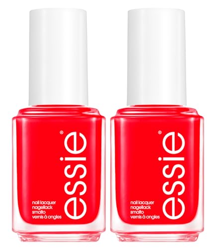 Essie Nagellack mit langem Halt, professionelles und glänzendes Ergebnis, 14 Tage Halt mit flachem Applikator, Farbe 61 Russian Roulette, 2 Kosmetika