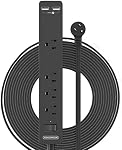 Cord d'extension 10 C'est parti. NTONPOWER Cord d'extension plat mince sous le rug, tapis, bande de barre d'alimentation à prise plate avec 2 USB 4 Les sorties (1 Widely Outlet), Station de recharge du mur pour le bureau intérieur, Noir