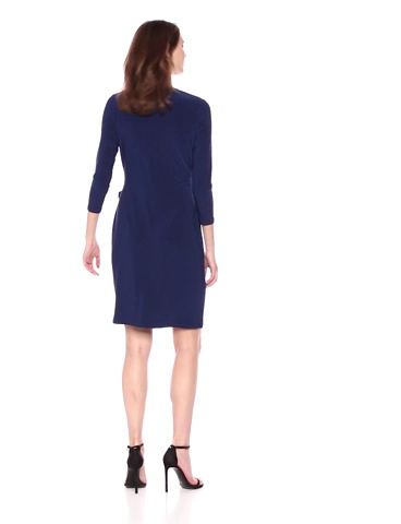 anne klein navy blue dress Anne Klein Women's Twist-Front A-Line Midi Dress - Deep Navy