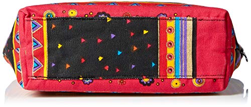 Bolso Tote mediano de lona rojo, naranja y azul miniatura 4