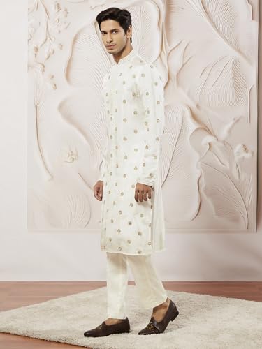 Kurta en soie blanc VASTRAMAY : tenue chic pour fêtes et mariages XL