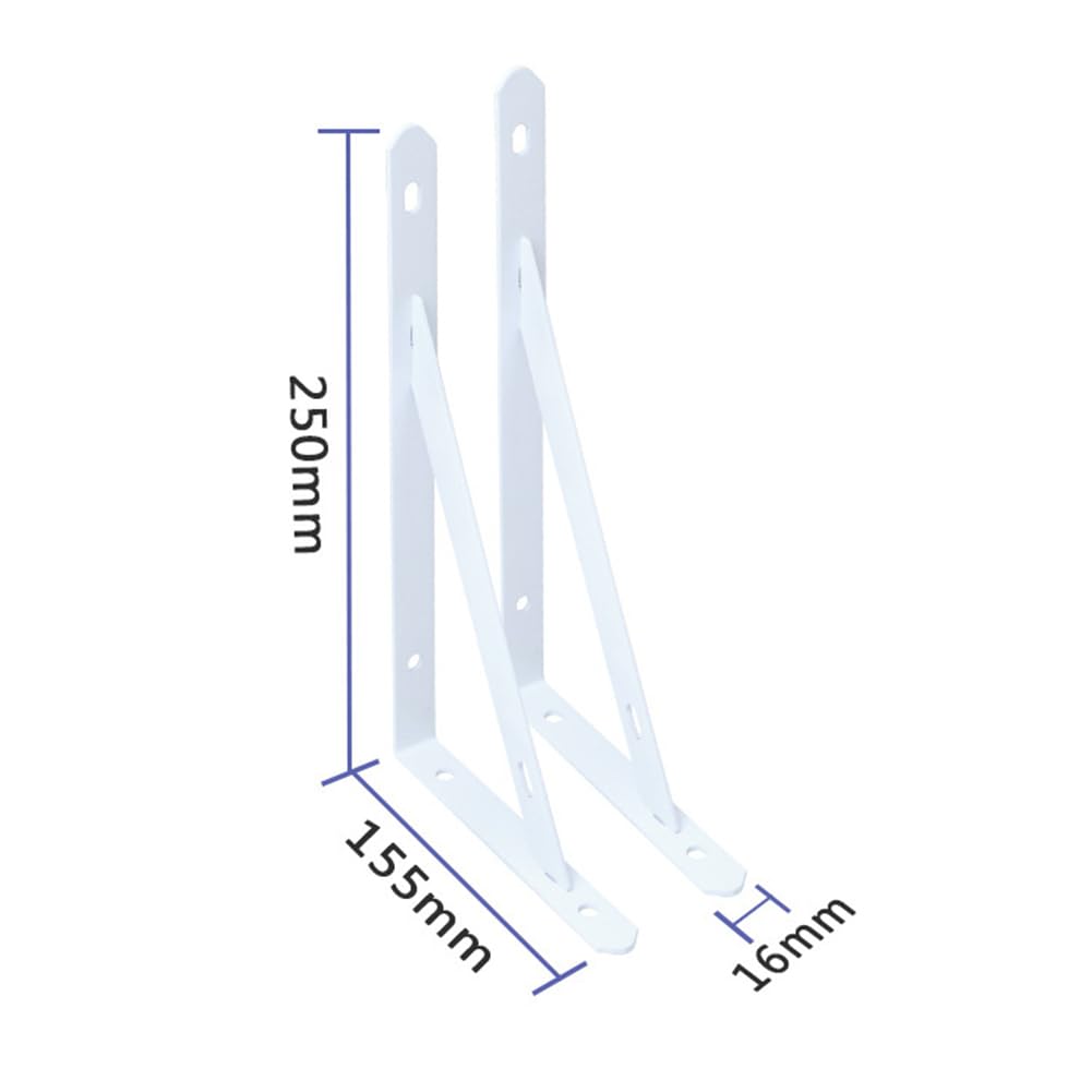 staffe per mensole, staffe triangolari per montaggio a parete, staffe per mensole ad angolo retto, supporto per impalcature, per soggiorno, camera da letto, libreria, bianco 250 x 150 mm (White 250x1