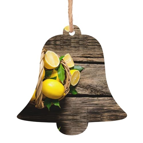 Colgante de madera con estampado de limones para árbol de Navidad, 6 unidades, para invierno, Navidad, árbol de vacaciones, decoración al aire libre