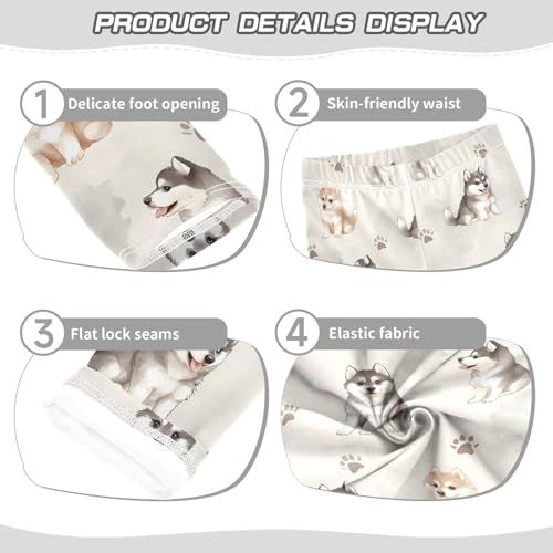 Watercolor Puppy Paw Girls Leggings Soft Stretch Workout Yoga Dance Pants for Kids Casual Tights3