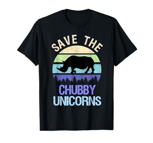 Vintage Sunset Save The Chubby Unicorns Fat Rhino Gift T-Shirt
