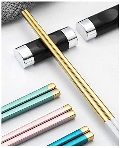 baguette japonaise cooking chopsticks 10 paires d'ustensiles réutilisables en acier inoxydable, lavables, à sushi ou à riz, baguettes réutilisables(Color:2,Size:)