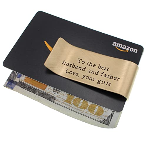 Personalized Father's Day Money Clip Wallet, Custom Message Phrase Engraved Gift for Dad from Daughter Son Wife Copper Brass Bronze3