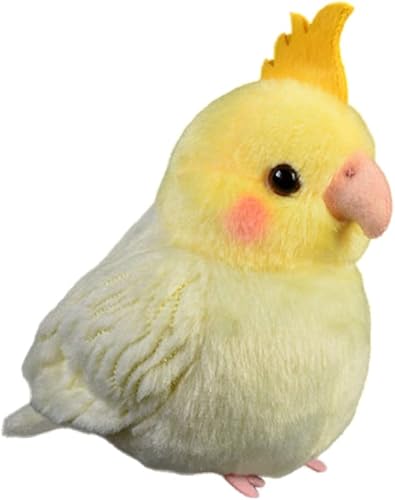 Nohito Juguete de peluche realista de pájaro loro de cacatúa amarillo, simulación de pájaro falso, animales de peluche de cacatúa, lindos regalos
