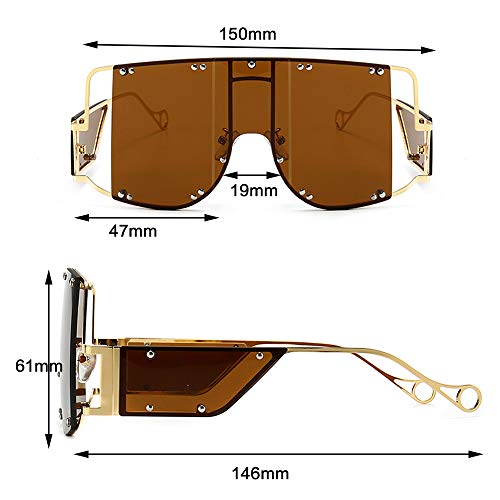 Image of COTIA /Fashion Square Sunglasses Women New Oversized Mirror Men Shades Glasses Luxury Brand Metal Rivet Fashion Female Eyewear