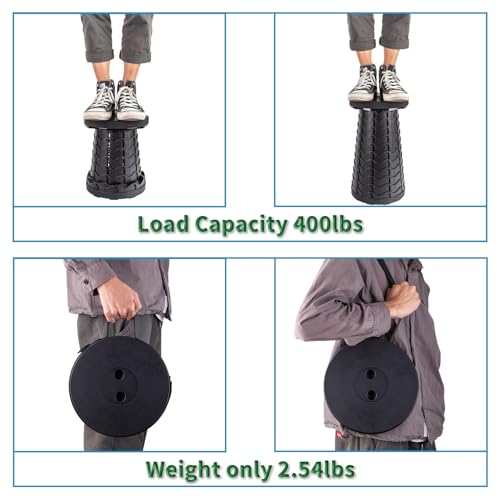 Image of 2-Pack Collapsible Stool, Load Capacity 400lbs, Lightweight Yet Sturdy, Upgraded Portable Stool for Camping Fishing Hiking BBQ