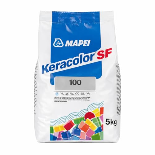 Mapei Keracolor SF 100 Stucco per Fughe Cementizia Superfine, Bianco, 5 kg, per Piastrelle e Mosaico