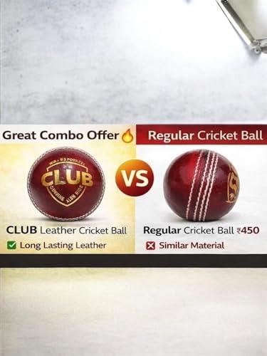 Image of (2nos) Premium Leather Cricket Ball - Club Grade, Genuine Alum Tanned Hide, Hand-Stitched Seam