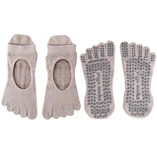 Women's Five-Toed Non-Slip Toe Socks, Suitable For Ballet, Yoga, Pilates, Barre Fitness Non-Slip Socks. 2 Pairs4