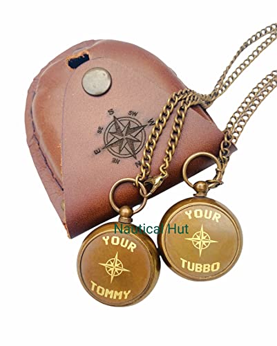 Brújula de latón personalizada impermeable con estuche de cuero miniatura 1