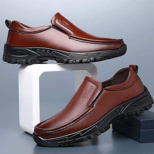 Zapatos casuales sin cordones de hombre, mocasines deportivos de piel sintética 4
