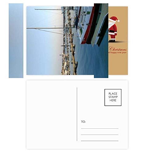 Cartes postales de remerciement Père Noël et photographie de navire pour vos vœux de fin d'année