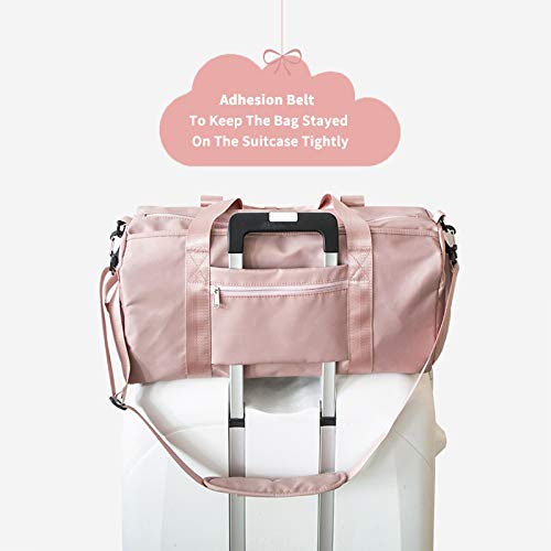 Gym Bag for Women Small, Travel Duffel Bag Workout Bag Sports Gym Bags with Wet Pocket and Shoe Compartment, Pink