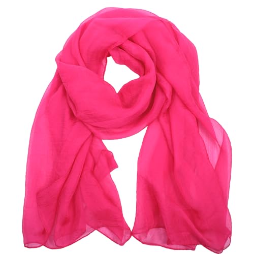 Image of Telooco Women Chiffon Scarves, Pink Shawls and Wraps, Lightweight Chiffon Scarf for Prom Hot Pink Shawl for Women