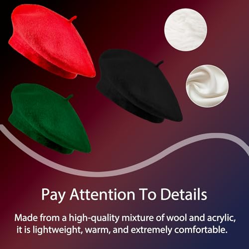 Image of Jolbndcv 6PCS Beret, French Beanie, Outdoor, Winter, Fashion Lady Hat | One Size Fits Most,Solid Color,Stretchable,for All Season
