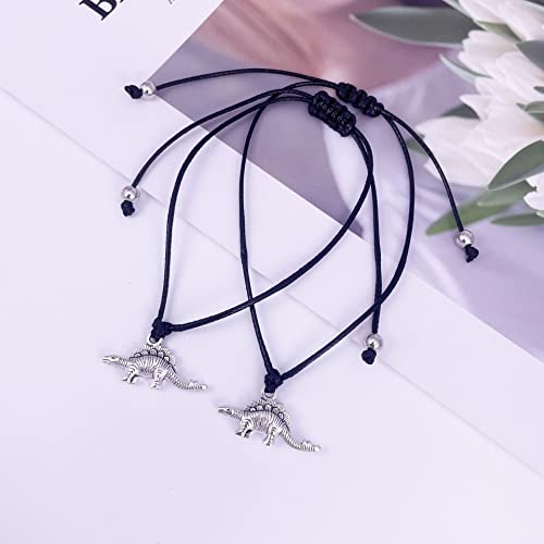 Image of NIQIPOK Back to School Bracelet Mommy and Me Matching Heart Wish Bracelets Set for Mother Daughter Kindergarten Bracelet,Adjustable First Day of School Bracelets Jewelry(Dinosaur)