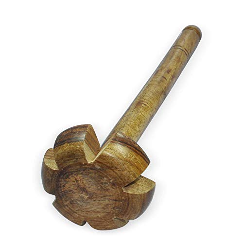 Image of Antlantic Wood Store Wooden Beater, Power Free Hand Blender | Milk Lassi Maker /Egg Beater /Mixer Rawai /coffee frother /lassi making Use For Kitchen