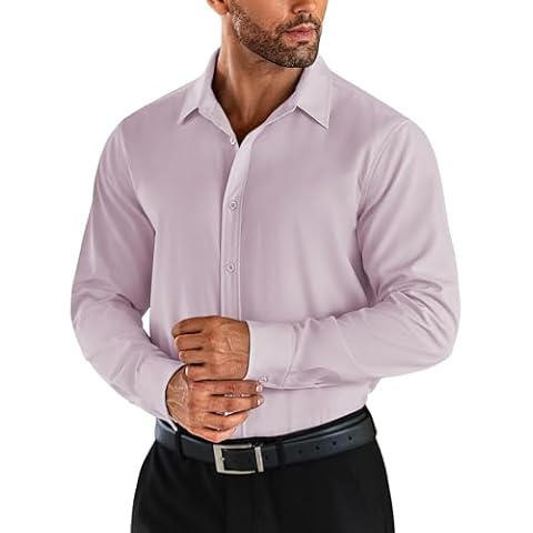COOFANDY Men's Business Dress Shirts Wrinkle Free Long Sleeve Regular Fit Dress Shirt Textured Casual Button Down Shirts Cover