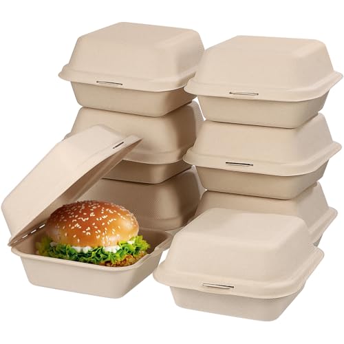 FONDOTIN 30個 使い捨てパルプ製食品容器 ポータブル持ち運び用パッキングボックス 簡単収納で揚げ物対応 お弁当やテイクアウトに 食品衛生