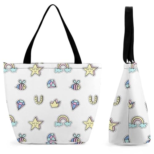 Sac shopping pour voyage abeille arc-en-ciel grand format