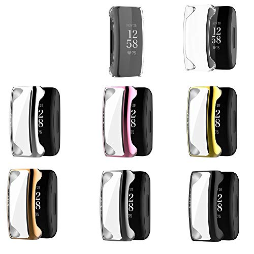 Screen Protector Case Compatible with Fitbit Inspire 2/Inspire 2 HR, All-Around Protective Scratch-Resist Case Cover Soft TPU Plated Bumper Shell for Inspire 2 Smartwatch (7Colors)
