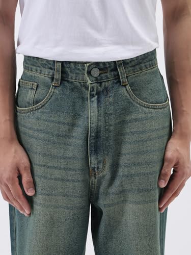 Image of Urbano Fashion Men's Loose Baggy Fit Heavy Washed Jeans Non-Stretchable