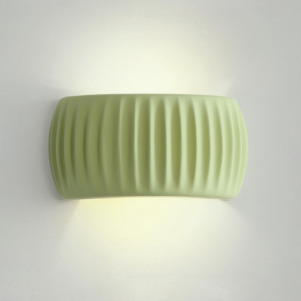 ITOSUI Art Wall Sconce - Half Round Wall Light with Pleated Finish for Stylish Indoor Lighting(Pale Green)