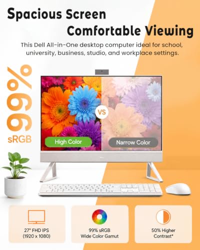 Image of Dell 27 inch All in One Desktop Computer, 64GB RAM, 2TB SSD, for Home Office | 27 inch FHD IPS Display | Intel 10-Core 7 150U | 1080P Camera | Wi-Fi 6E | Wired keyboard mouse | Windows 11 Pro