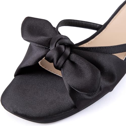 Mtzyoa MZ-A-93B-112-24 Women Flat Sandals Black Satin Size 8 Cute Bow Cream Vacation Cute Bowtie Summer Casual Vacation Bohemian Ladies Leather Beach Comfy Champagne Slides thumb #2
