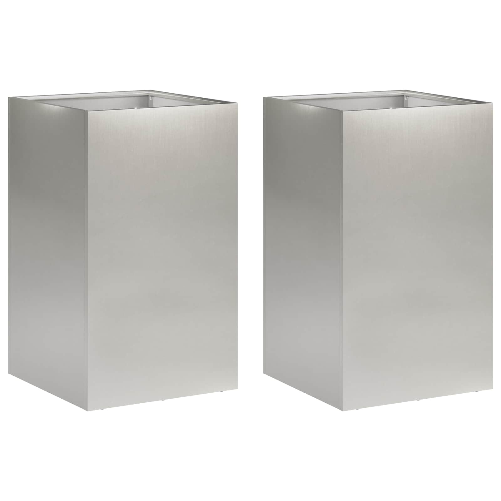 vidaXL Garden Planter 2 pcs Silver 40 x 40 x 50 cm Stainless Steel — image 1