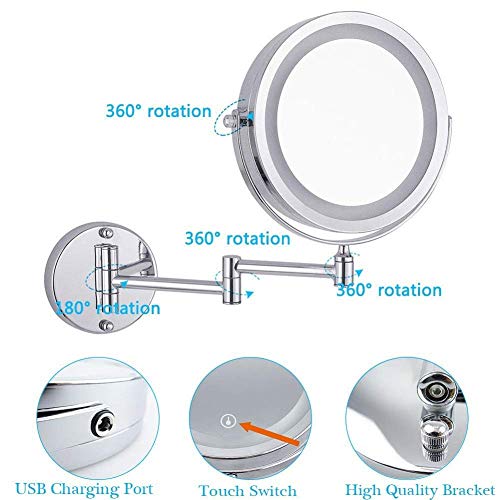 Miroir de courtoisie illuminé pliant pour optimiser l'espace de la salle de bain