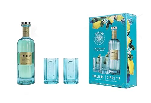 ITALICUS Rosolio di Bergamotto Likör Geschenk-Set mit 2 Gläsern Aperitif aus Bergamotte für Cocktails & Spritz Premium Likör aus Italien 1 x 0 7 L