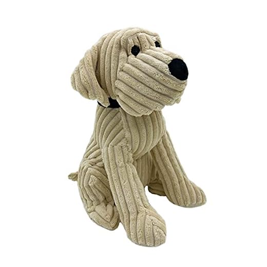STC Stores Utbud av nyhet tyg dekorativa viktade dörrstoppar/dörrstoppar/dörrhållare (gräddräfflad sittande hund - 28 cm hög - 1,5 kg)
