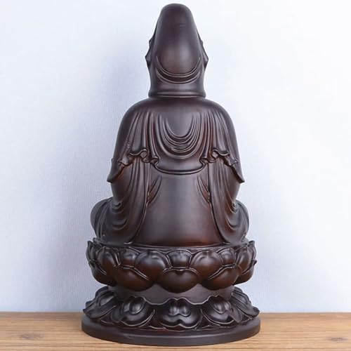 Estatua de Buda Quan Yin tallada en madera miniatura 7