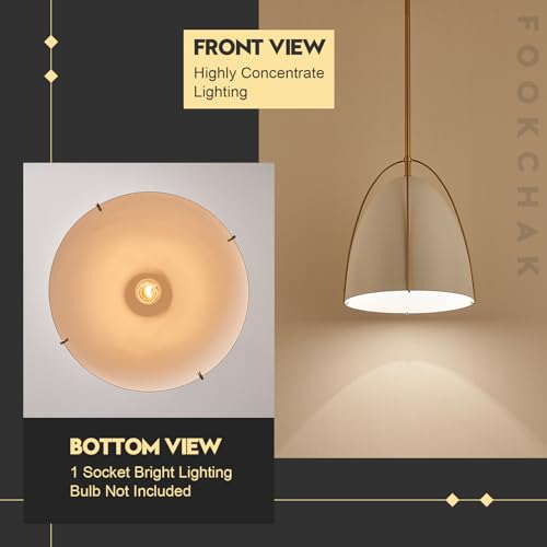 10in Dome Pendant Light White Kitchen Island Pendant Lighting Modern White & Gold Pendant Lights Fixture for Dining Room Kitchen Sink, E26 - Image 5