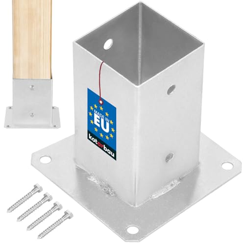 KOTARBAU Base para Poste 8x8 cm Zincada Acero Anclaje Suelo Base Atornillable Soporte para Postes de Madera Cuadrados Soporte...