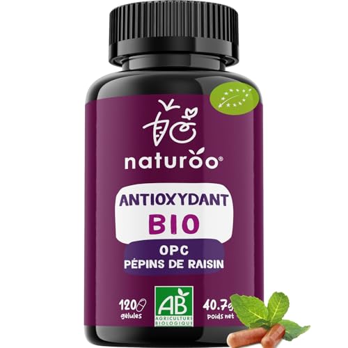 Antioxydant (120 gélules - 2 à 4 mois) BlO | 70% d'OPC | Extrait de Pépins de Raisin | Premium & Vegan | Garanti sans produits chimiques | Complément alimentaire Polyphénols | anti oxydant puissant