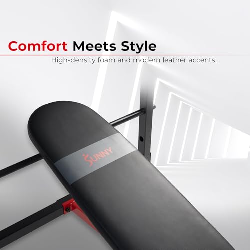 Image of Sunny Health & Fitness Multi-Function Adjustable Weight Bench with Squat Rack & Barbell Rack, Full Body Strength Training Equipment for Home Gym with Optional Leg Developer & Preacher Curl