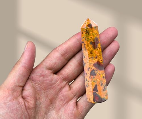 Image of Certified Fruit Jasper Crystal Tower Obelisk Point For Chakra, Healing And Balancing - Aaa Grade Original Certified Gemstone Agate For Reiki Meditation Yoga Spiritual (3-4 Inches)