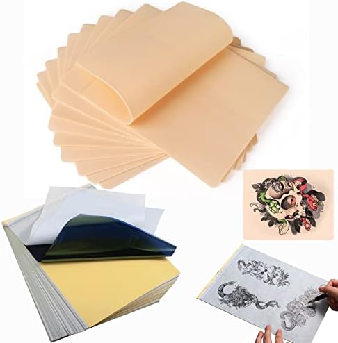 Tattoo Fake Practice Skin Kit, SOTICA 8PCS Tattoo Practice Skins and 15PCS Tattoo Transfer Paper Tattoo Skin Fake Skin Tattoo Stencil Paper Kit for Tattoo Supplies(all 23pcs)