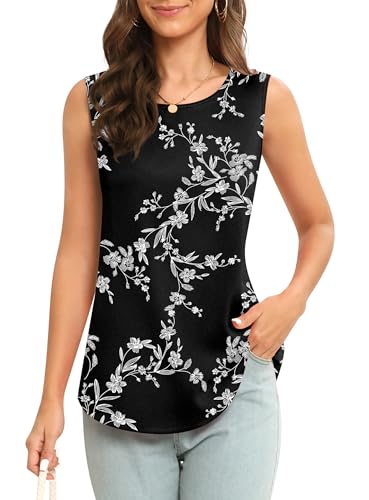 Image of Women's Sleeveless Chiffon Tank Top Business Casual Blouse Tunic Top