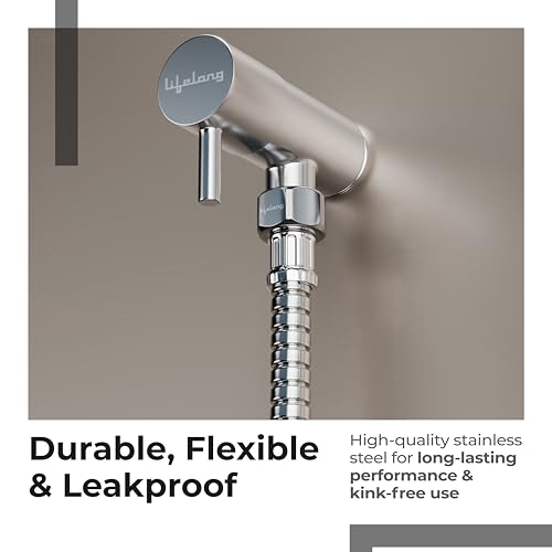 Image of Lifelong 1 metre Jet Spray Hose Pipe for Toilet | Inner & Outer 304 Stainless Steel Health Faucet Connector | Flexible, Durable & Leakproof with Brass Screw Fittings | Ideal for Hand Showers & Bidets