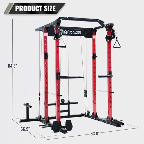 MAJOR FITNESS Power cage Power cage Power cage Power cage Power cage Power cage Power Rack (PLM03 with SL Bar & 230lb, RED)